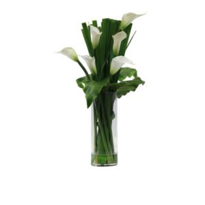 Artificial-Calla-Lily-+-Flax-Leaves-(IKE061)-Cream-Green---85cm